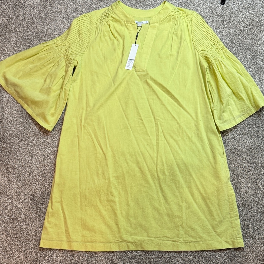 Chico's Lemon Yellow fluttered Sleeve lined Dress